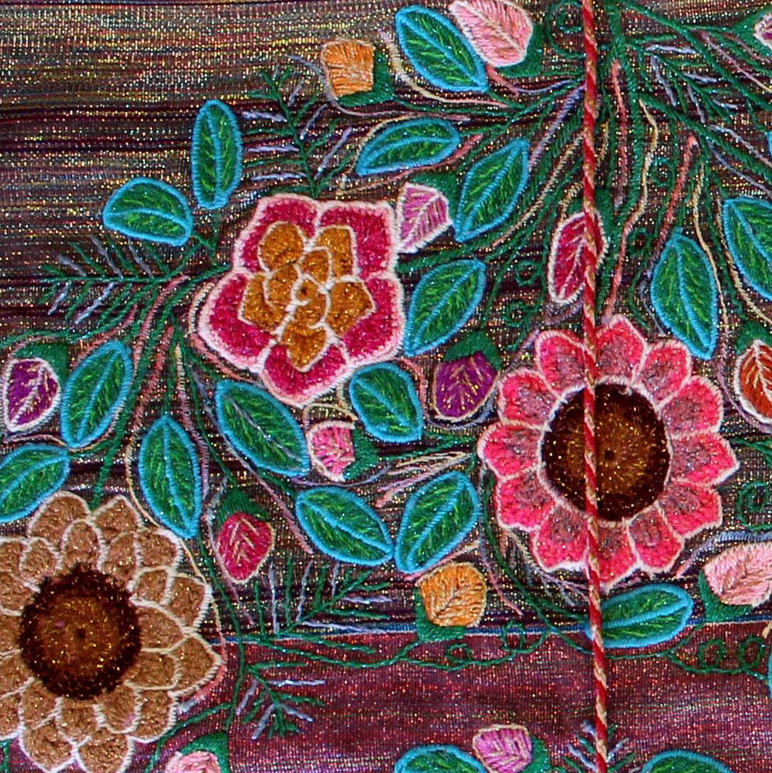 Detail of pink flower embroidery on 2020.02.01